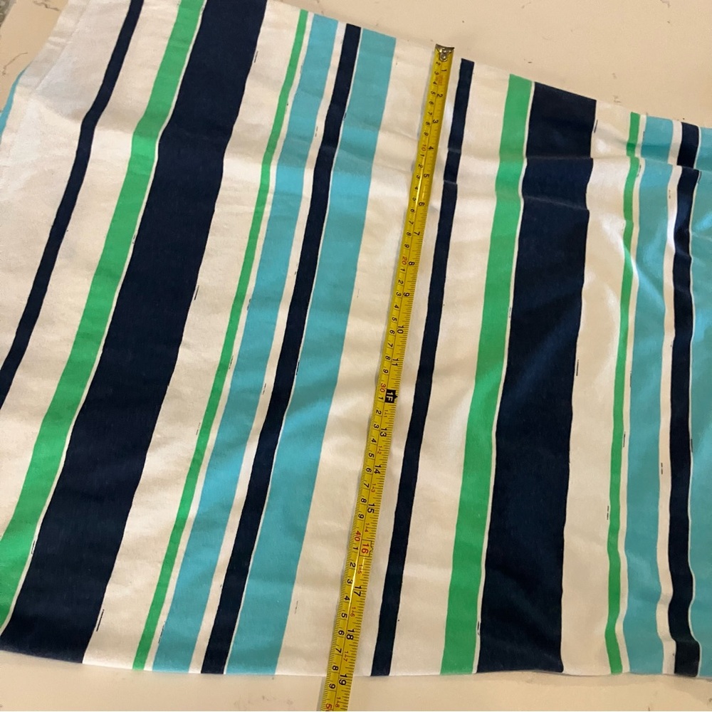 MAHI GOLD Womens Large Blue Green White Striped 3/4 Sleeve Stretch Cotton Dress - Picture 10 of 10
